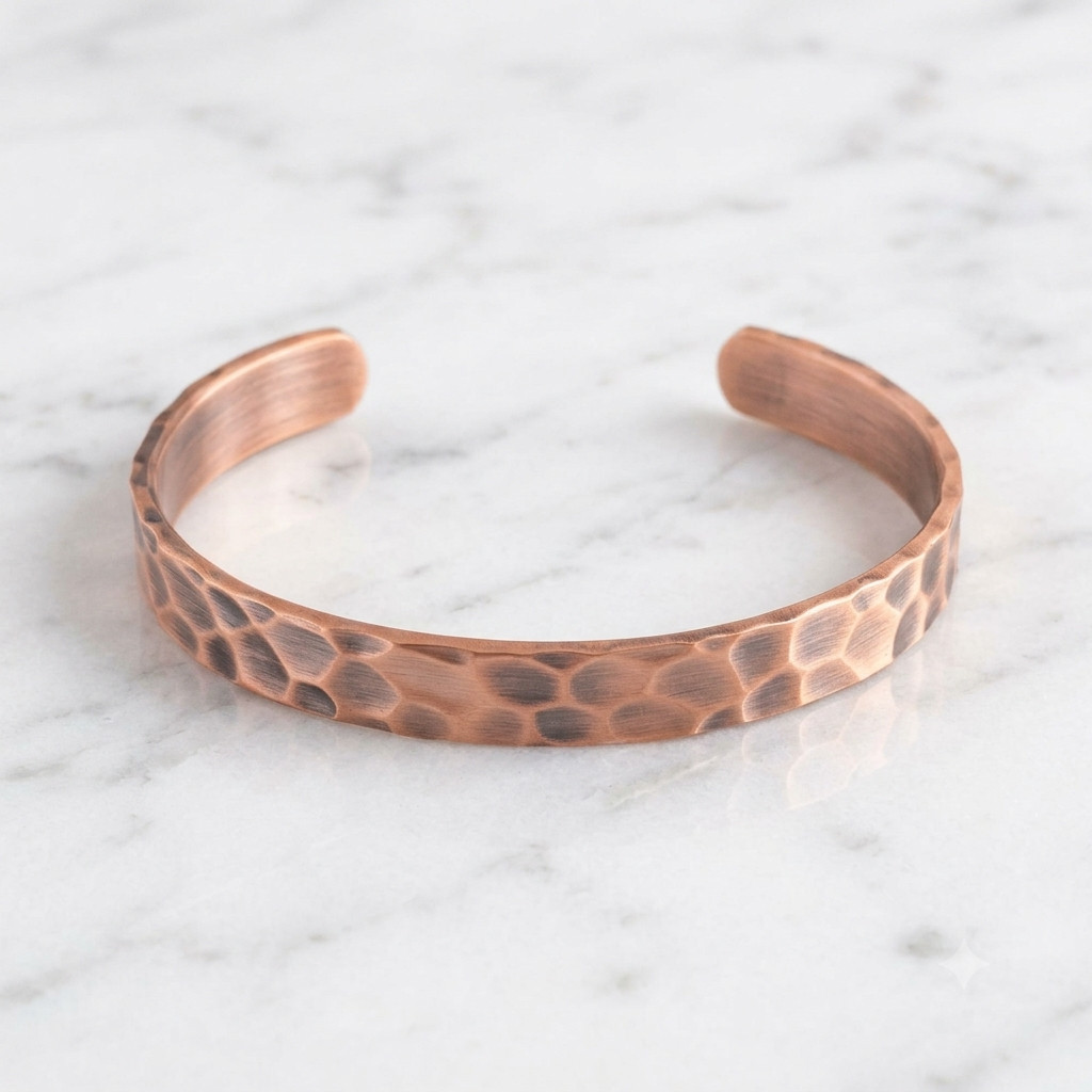 Pure Copper Hammered Bracelet Solid Copper Arthritis Pain Therapy Cuff Bangle