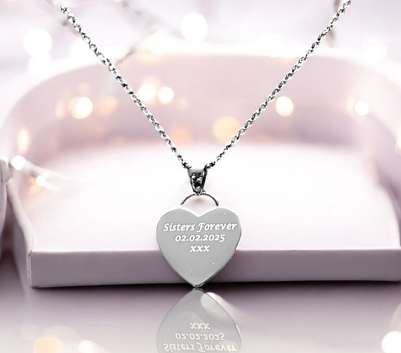 Personalised 925 Sterling Silver Heart Tag Charm Pendant Engraved Necklace Gift