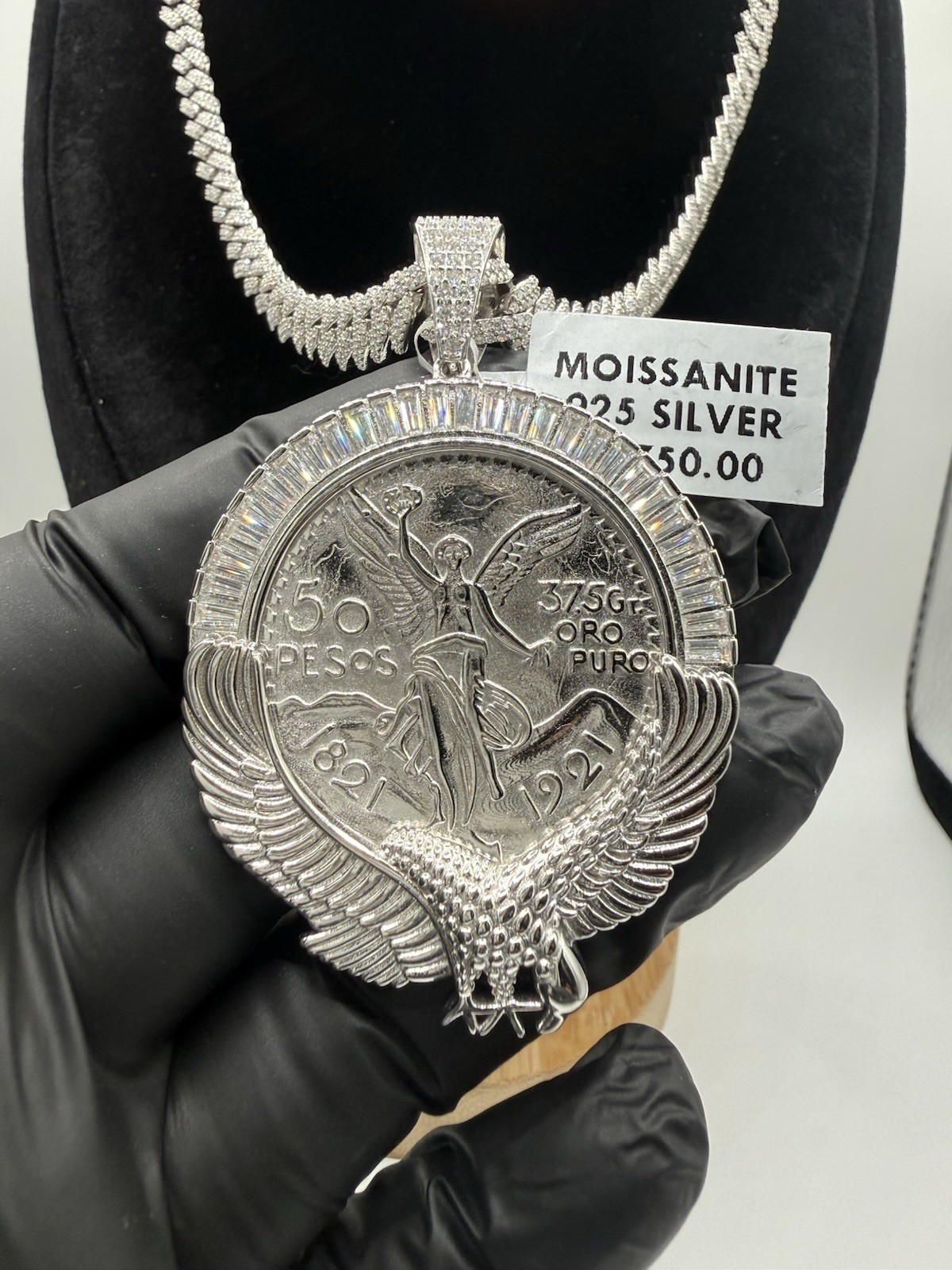 Solid Sterling Silver Moissnaite Chain 24” 8.8mm W 925 Centenario W Moissnaite