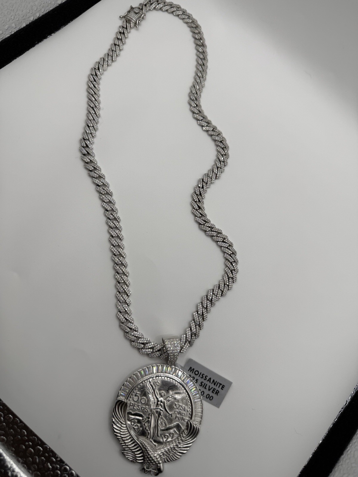 Solid Sterling Silver Moissnaite Chain 24” 8.8mm W 925 Centenario W Moissnaite