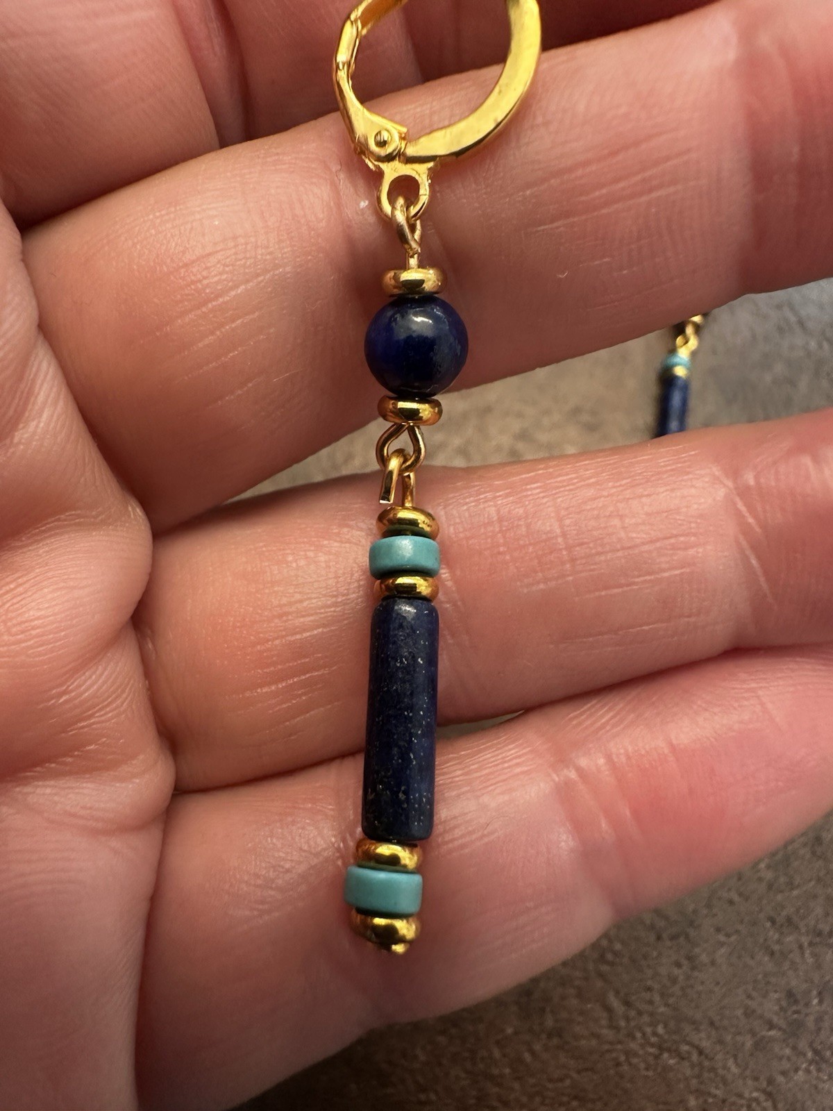 Gold-Tone Lapis & Turquoise Drop Earrings – Women Jewelry