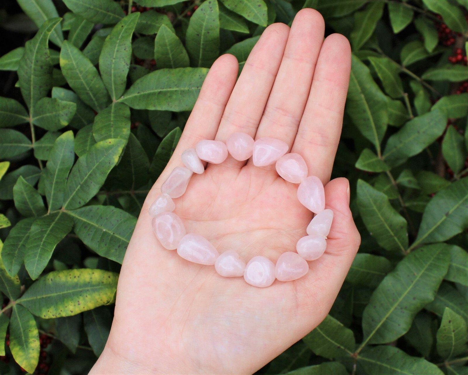 Rose Quartz Tumbled Gemstone Bracelet 6-8 mm Nuggets (Stretch Bracelet, Gift)