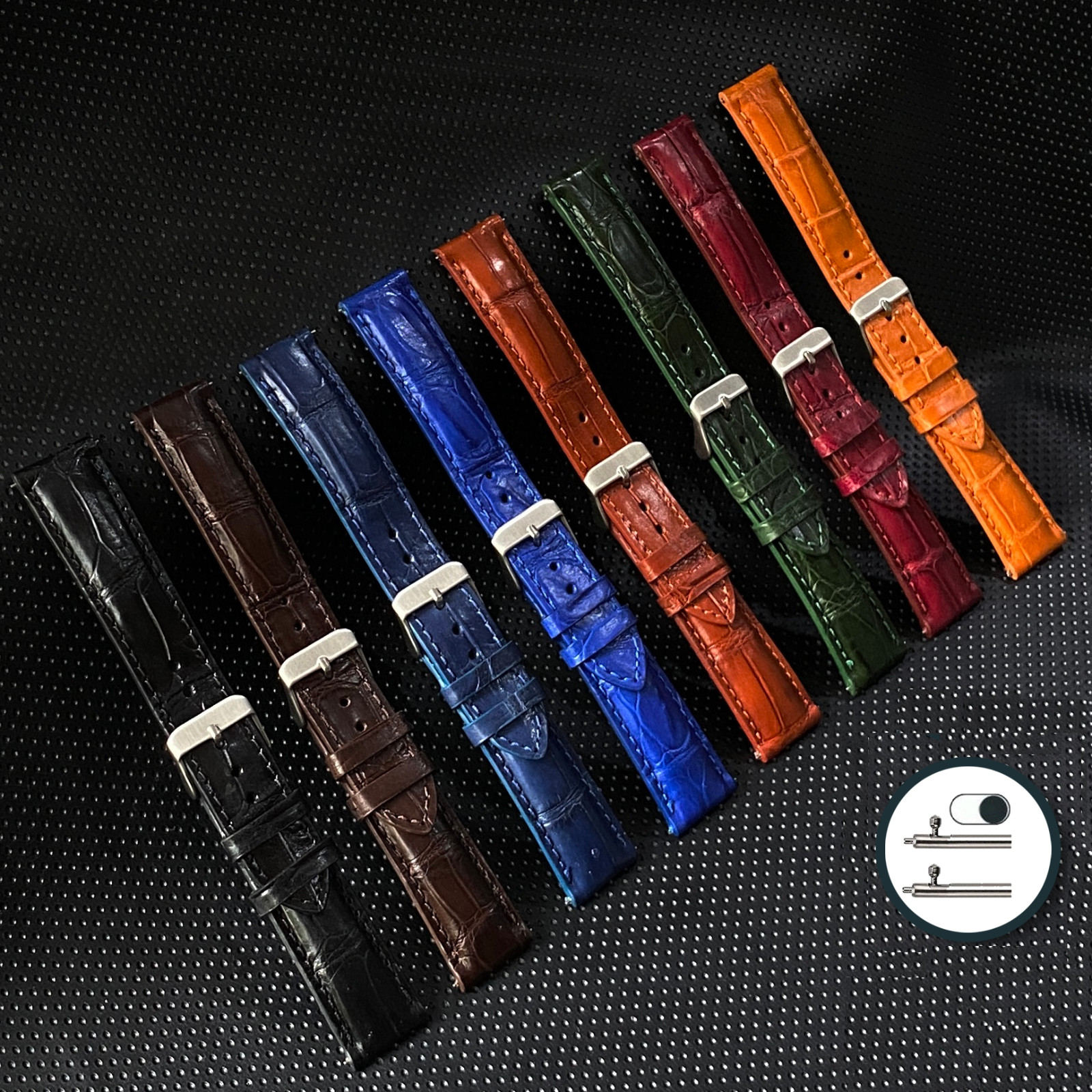 Flat Crocodile Leather Watch Band Men Real Crocodile Watch Strap Quick Release