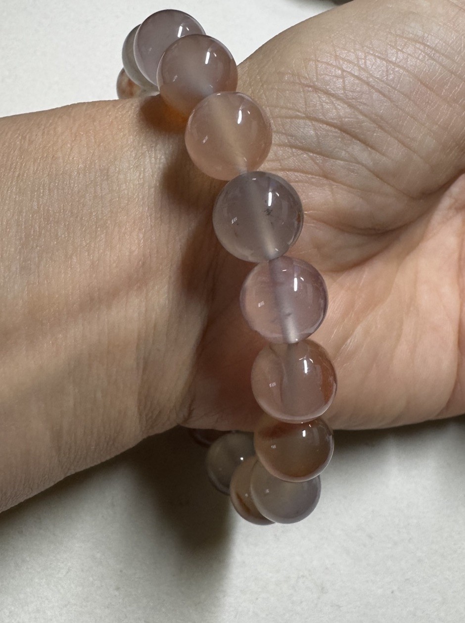 AAA 10-11mm round beads ink style nanhong agate Bracelet new 7” free shipping