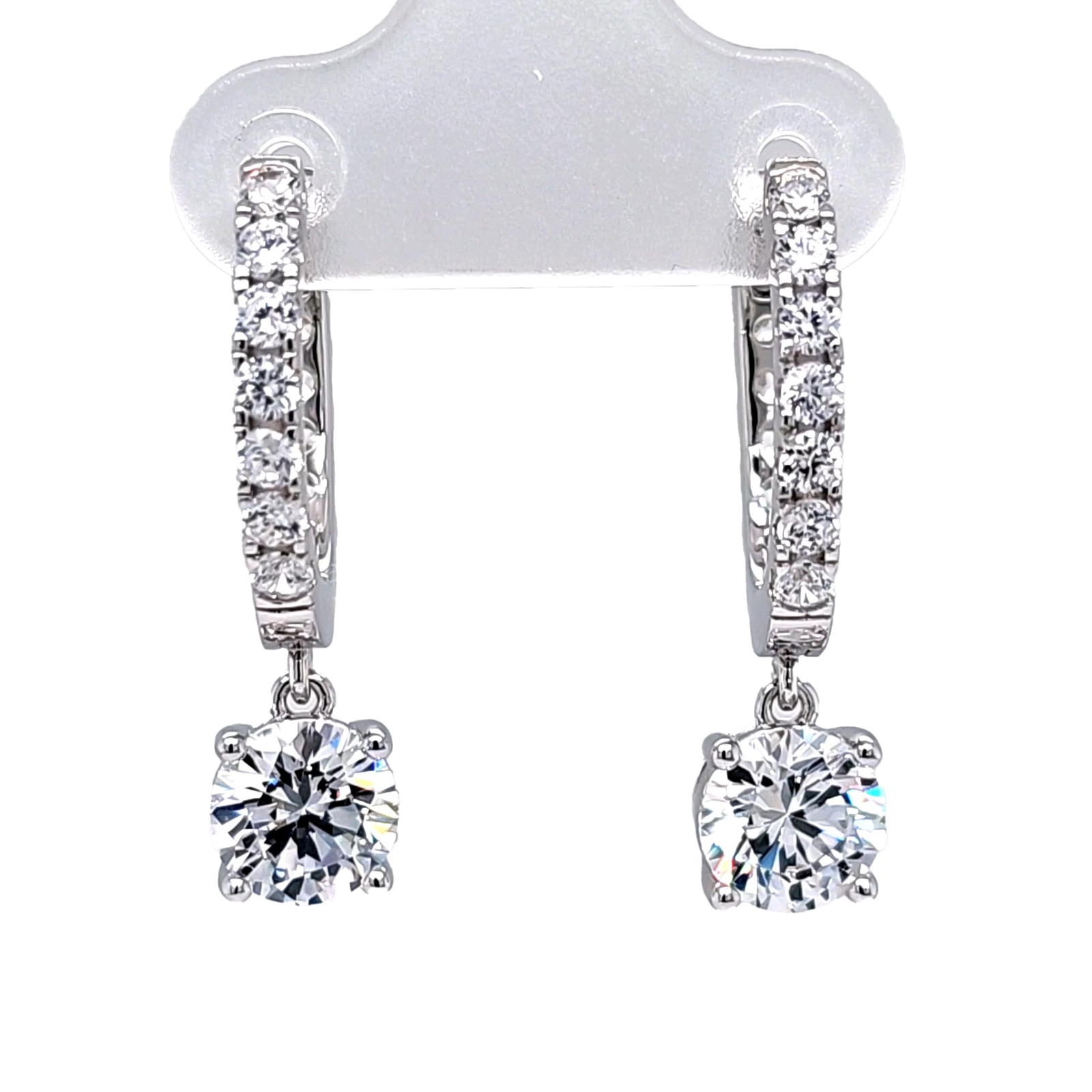 Elegant Drop Hoops Earrings with Round-Cut Simulated Diamond Dangle – 2.5 CTW CZ
