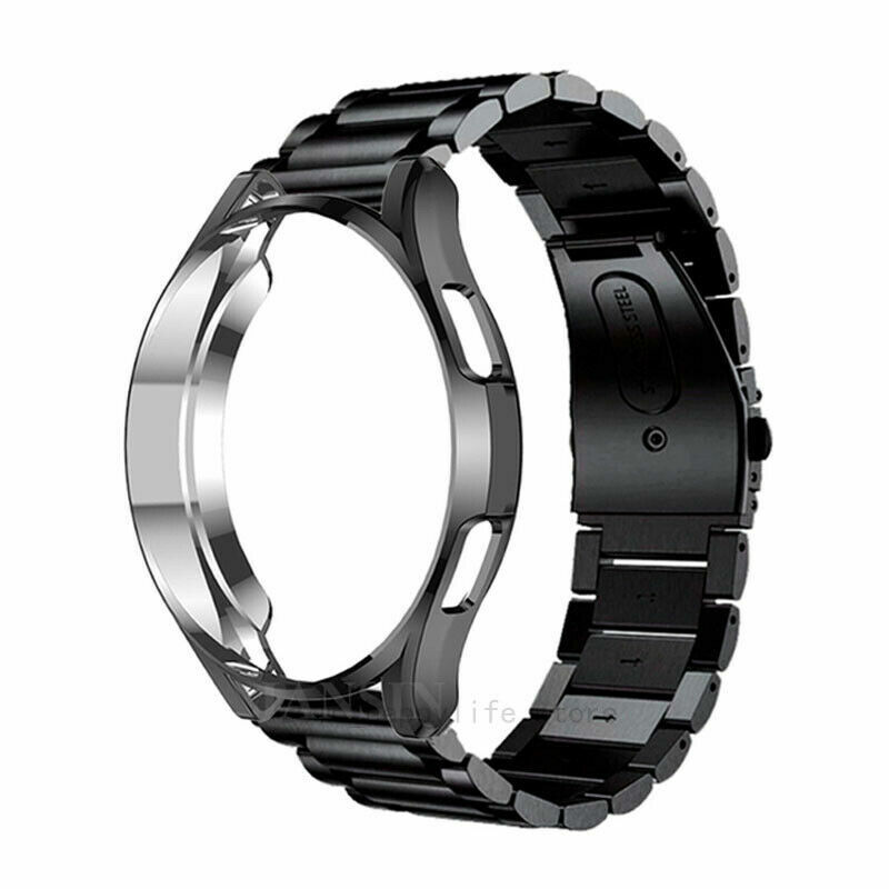 For Samsung Galaxy Watch 4 5 6 7 8 FE 40/44 Classic 43/47 Metal Band Case Cover