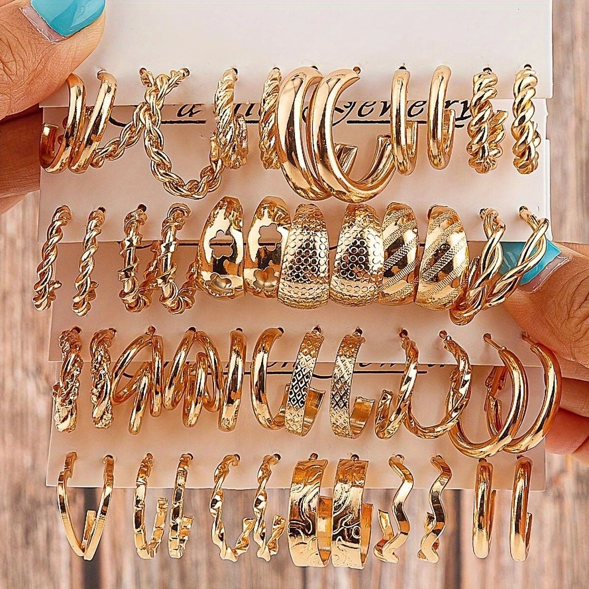 24pair Women’s Geometric C-Shape Wave TwistedEarrings Set – Fashion Jewelry