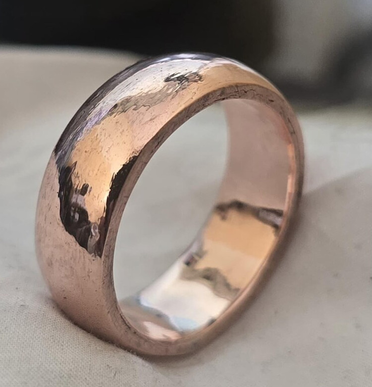 Solid Pure Copper Minimalist Healing Ring, Handmade, Unisex, Oxidized Band