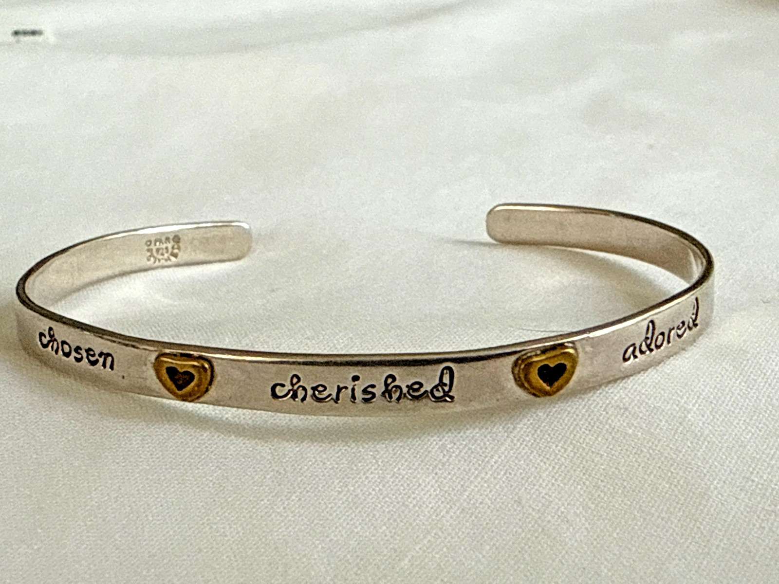 Far-Fetched Chosen Cherished Adored cuff bracelet sterling silver 925 #A7D05