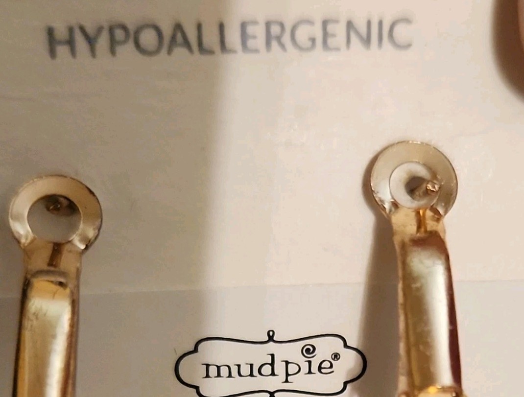 Mud Pie Hypoallergenic White Beaded Hoop Clip-On Earrings, Gold Tone 80290067WH