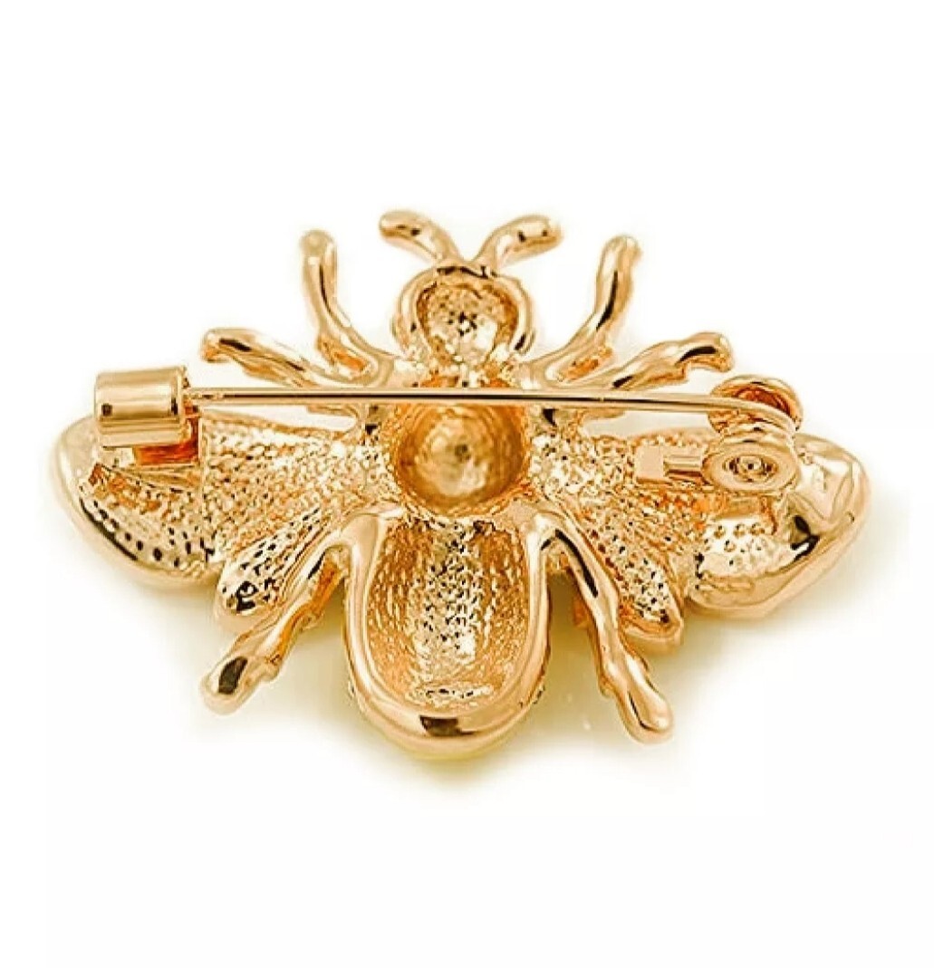 SMALL CUTE HONEY BEE INSECT BUG LAPEL BROOCH PIN~VINTAGE STYLE~RHINESTONE ENAMEL