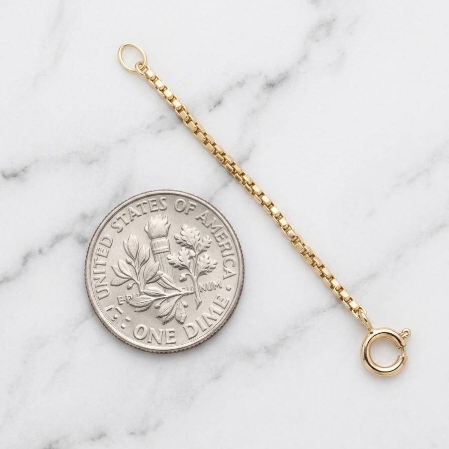 1.3mm Round Box Extender 4 Bracelet Necklace Chain Pendant Real 14K Yellow Gold