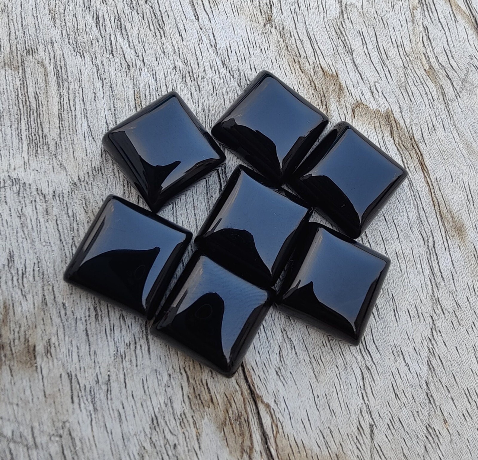 Natural Black Onyx Square Cabochon Loose Gemstone For Jewelry Crafting