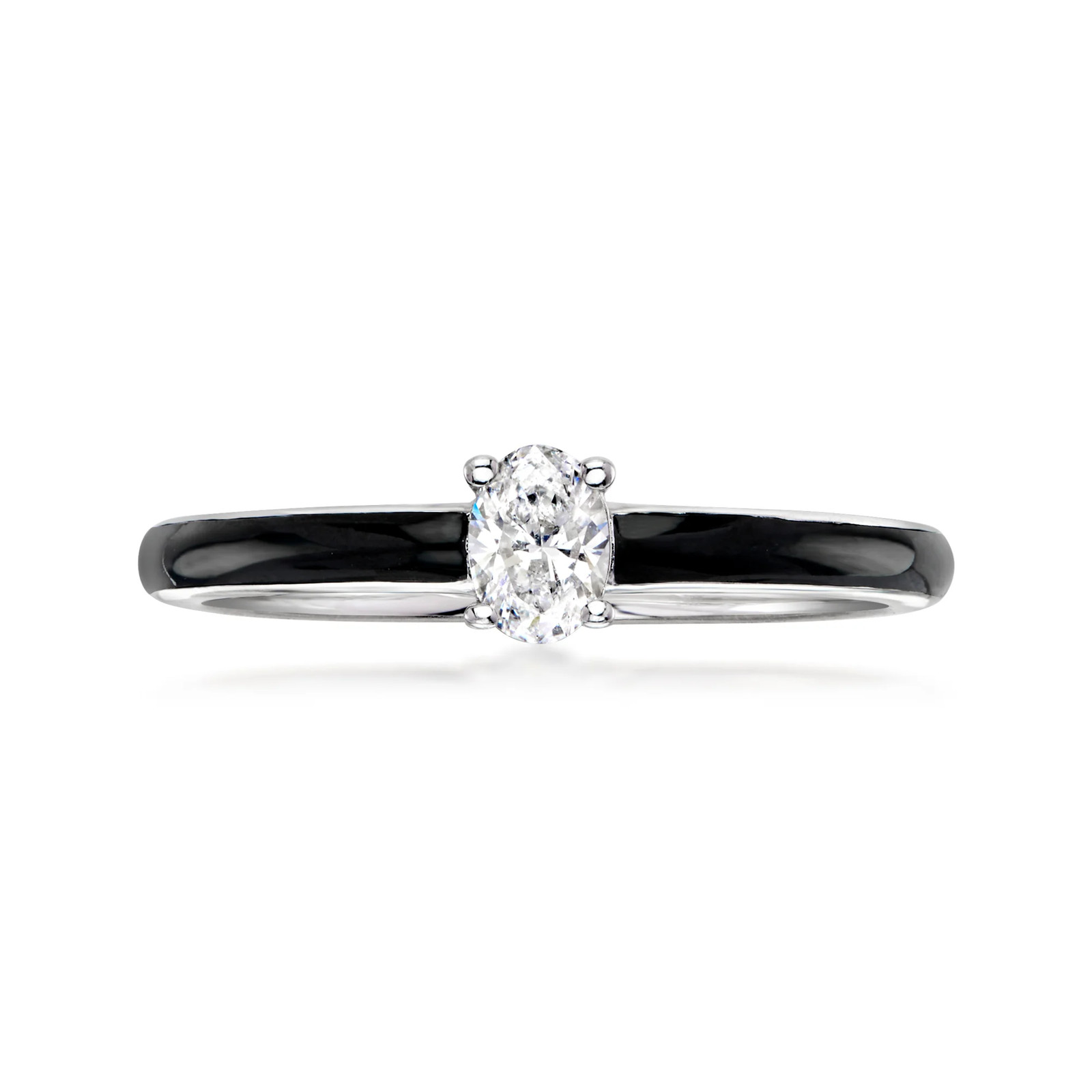 0.25 Carat Lab-Grown Diamond Ring With Black Enamel in Sterling Silver
