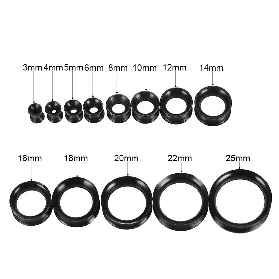 2pcs Thin Silicone Ear Plug Ear Tunnels Plugs Gauges Jewelry Earlets Flesh Gauge