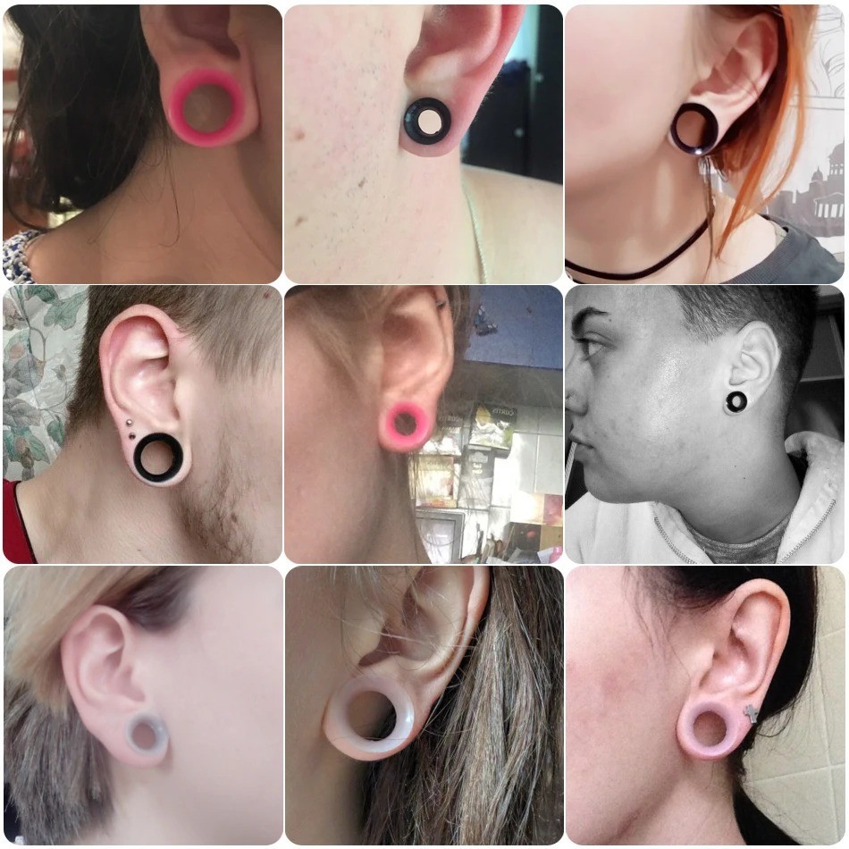 2pcs Thin Silicone Ear Plug Ear Tunnels Plugs Gauges Jewelry Earlets Flesh Gauge