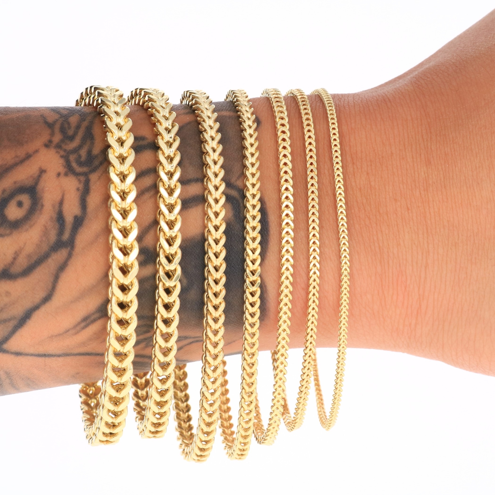 10k Yellow Gold 1.5mm-6mm Franco Box Bracelet Chain Men Women 7″ 7.5″ 8″ 8.5″ 9″