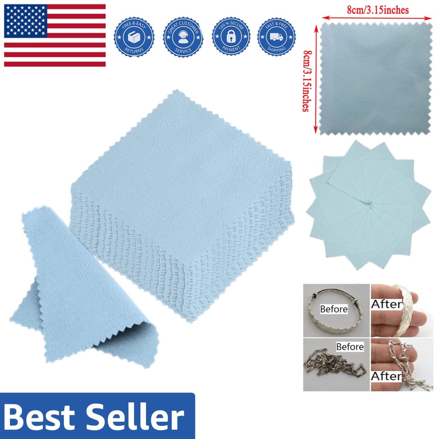 50 Reusable Jewelry Cleaning Cloths – Non-Toxic Polishing for All Your Jewelry