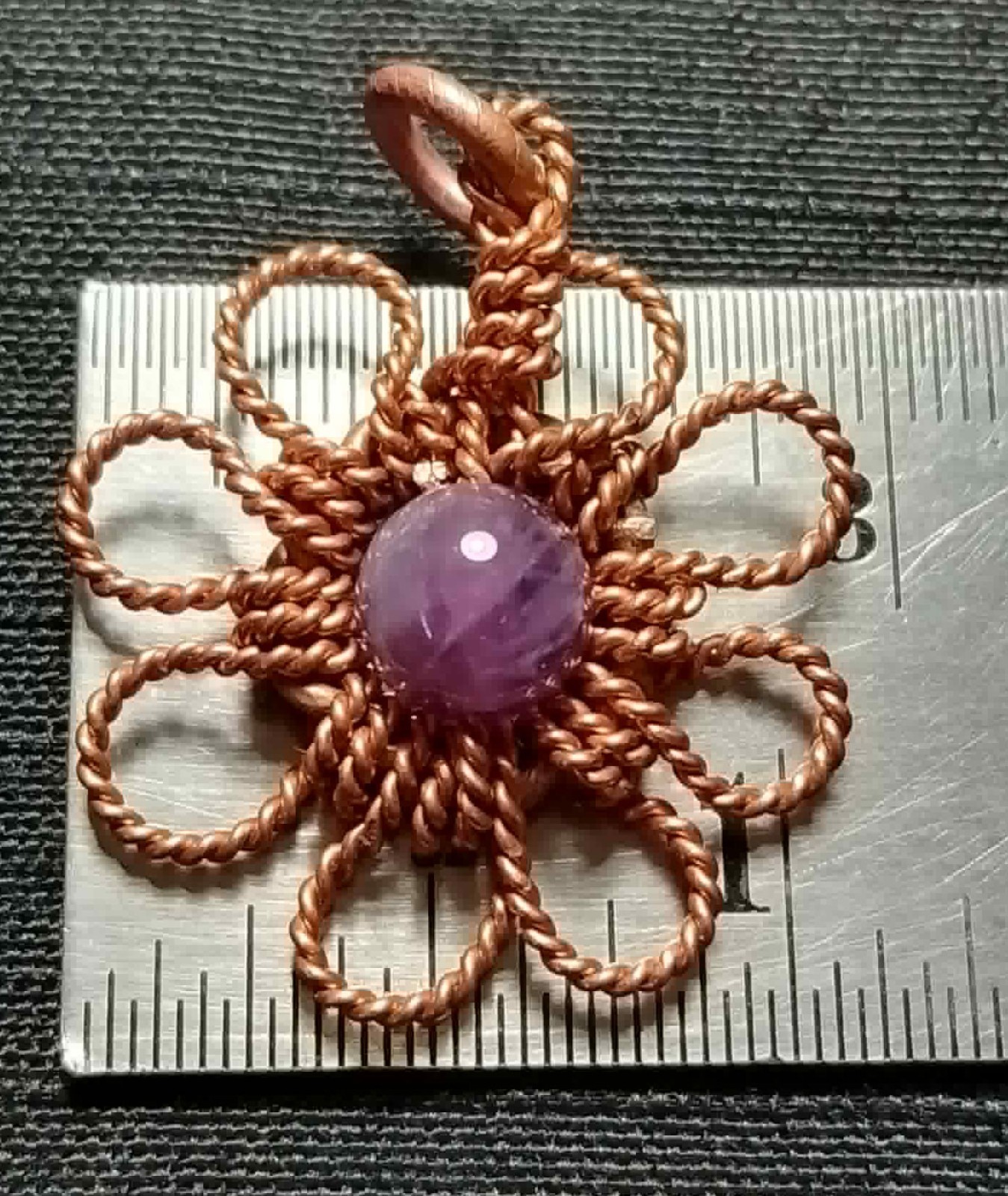 Flower Copper Pendant Daisy Mandala Amethyst Energy Lucky Jewelry #PM8