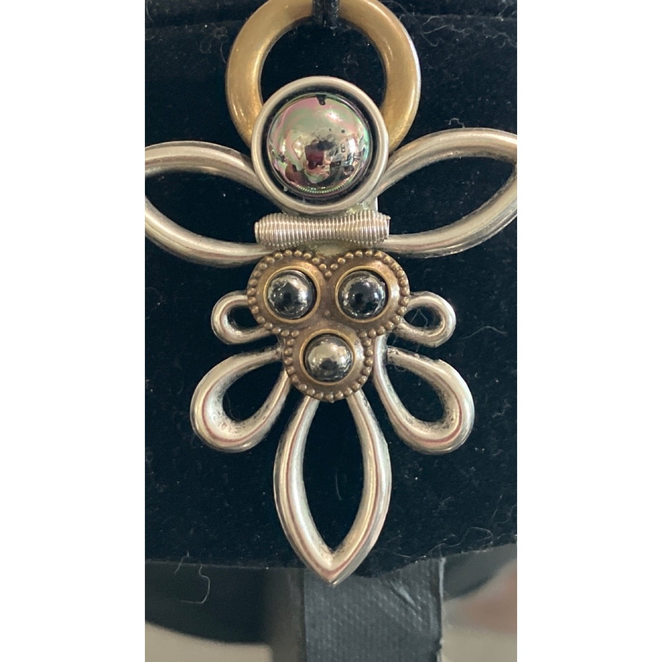 Modern Mixed Metals and Hematite Brooch