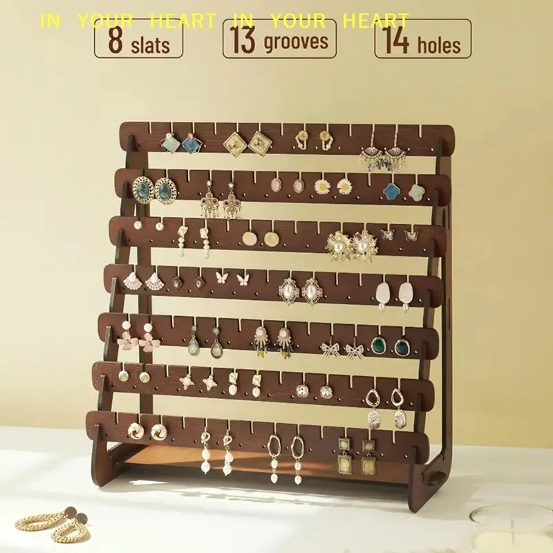 Wood Earring Display Rack Stand Holder For Stud Hook Earrings Jewelry Organizer