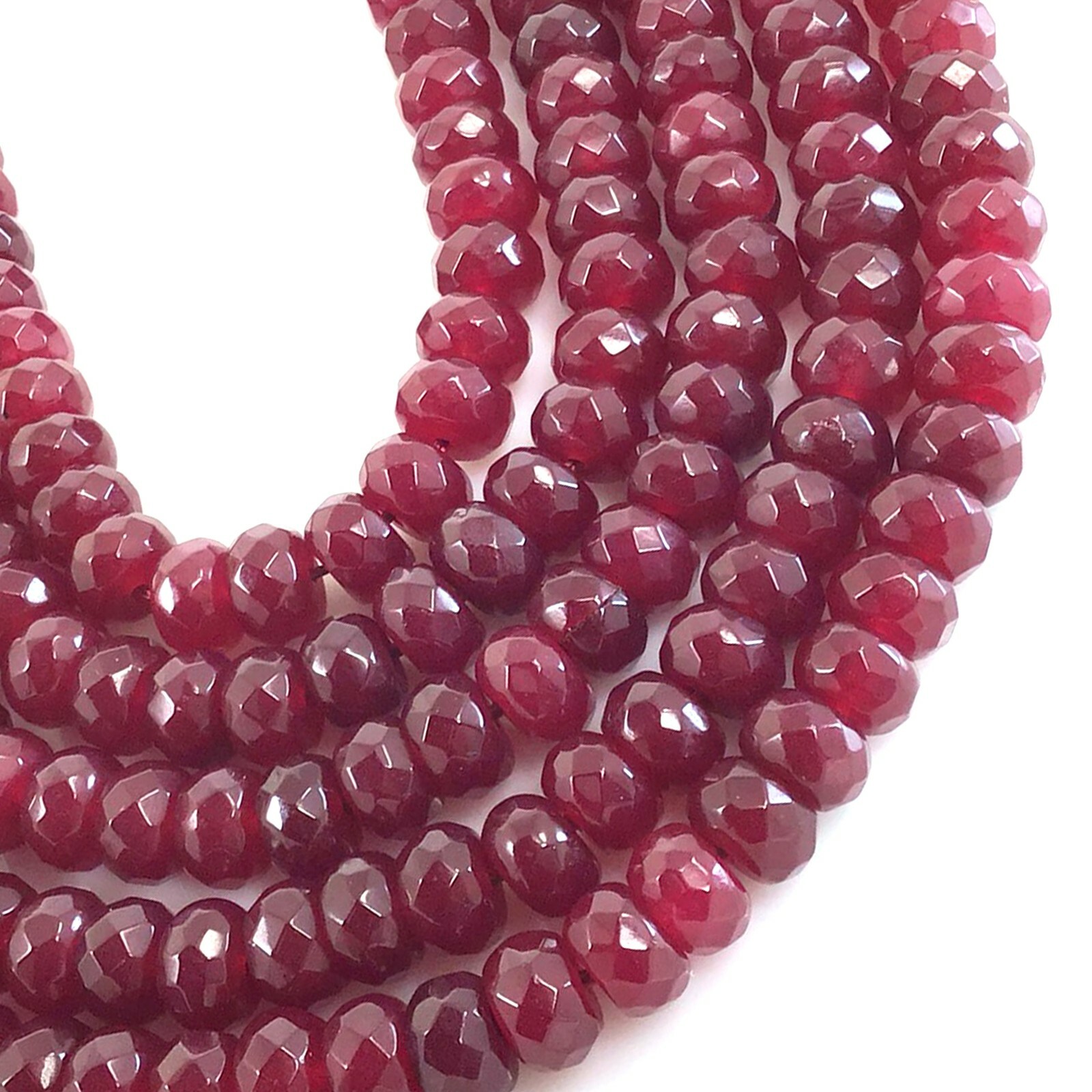 Red Ruby Jade Faceted Rondelle Loose Bead 15″ strand 4mm 6mm 8mm 10mm Jewelry