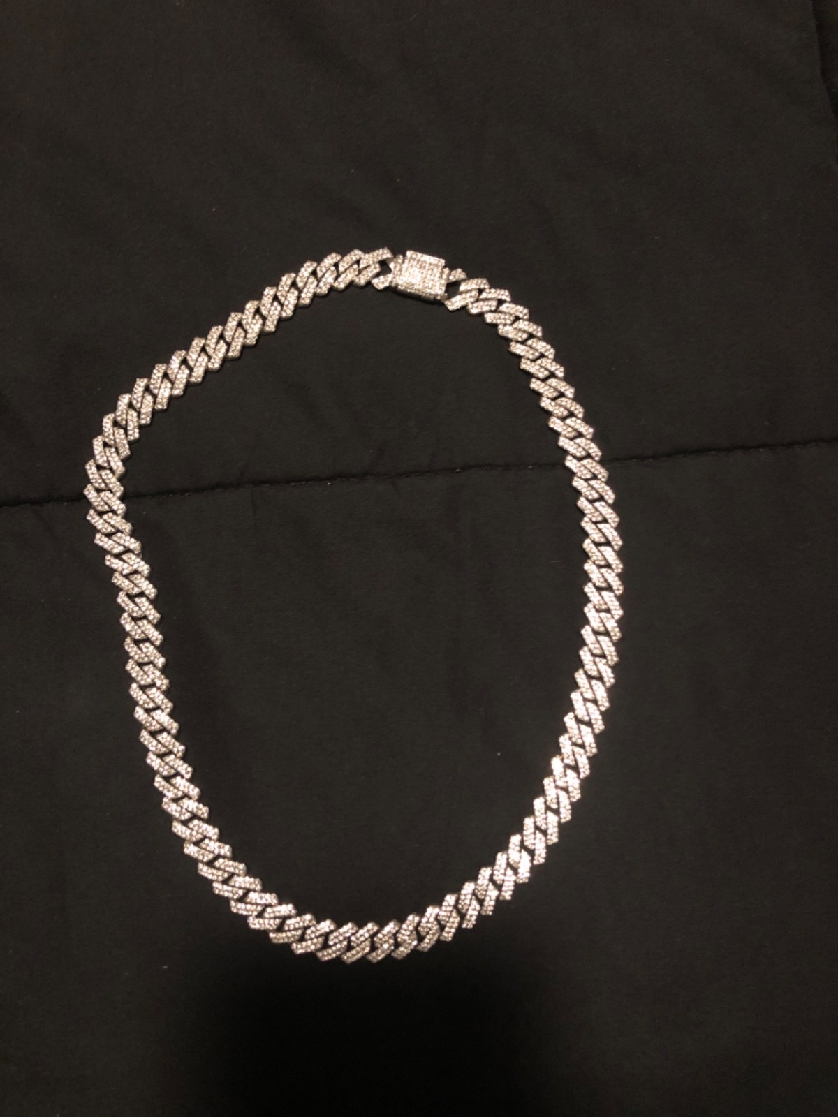 lab diamond necklace 24” new Cuban link silver