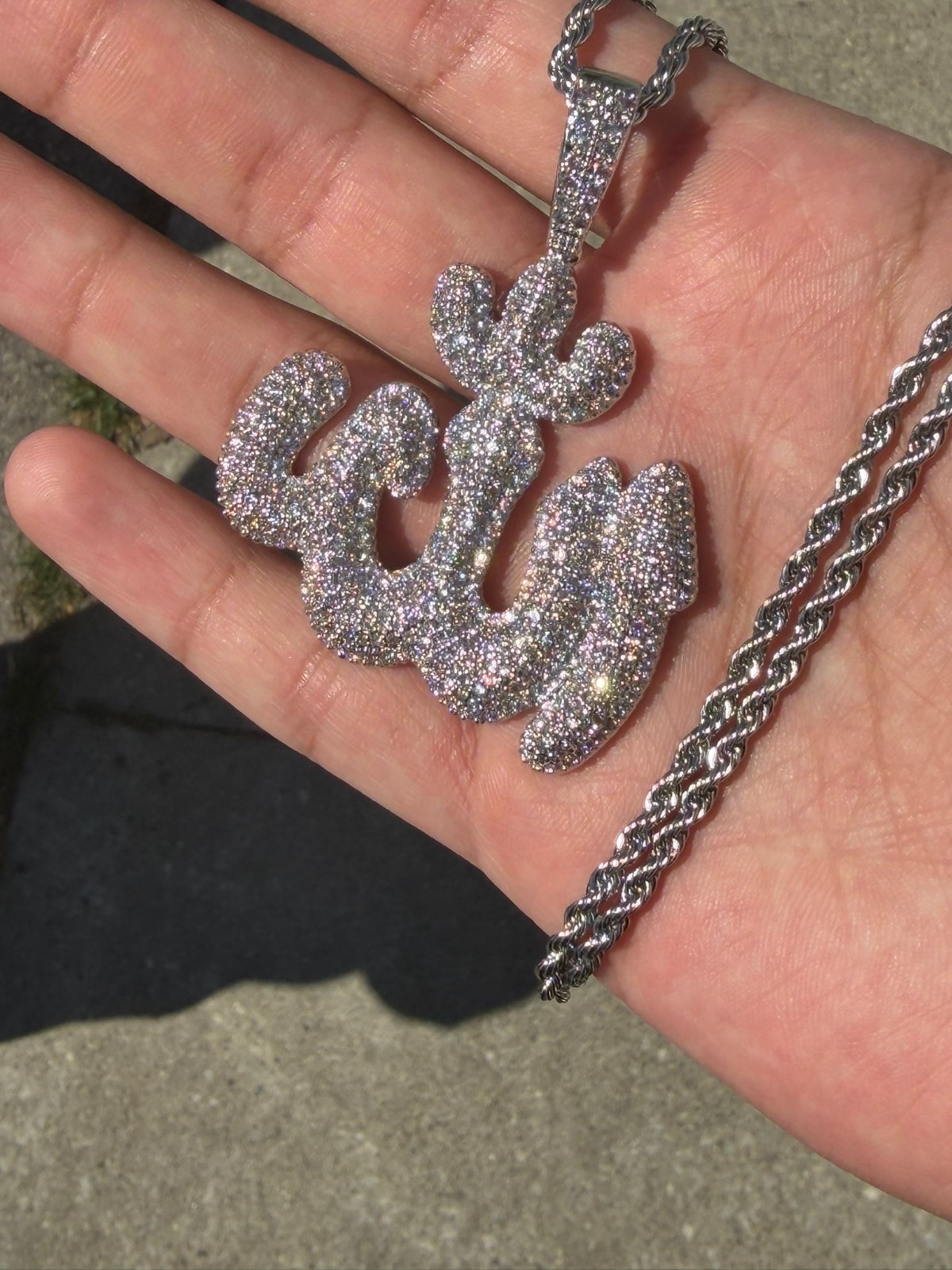 ICED OUT ALLAH PENDANT + FREE ROPE CHAIN *PASSES DIAMOND TESTER*