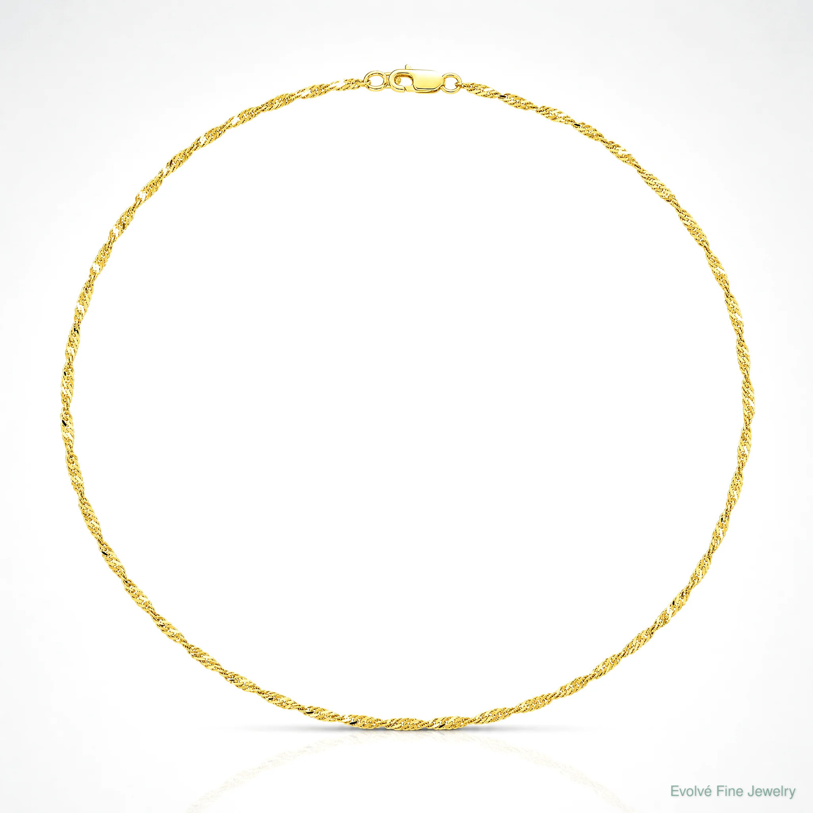 10K Yellow Gold 1.7mm Singapore Chain Bracelet 7″-10″