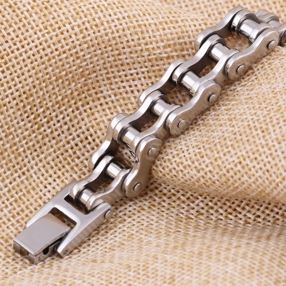 Stainless Steel 8.5 in Solid Motorcycle Bike Chain Design Bracelet Men’s Jewelry