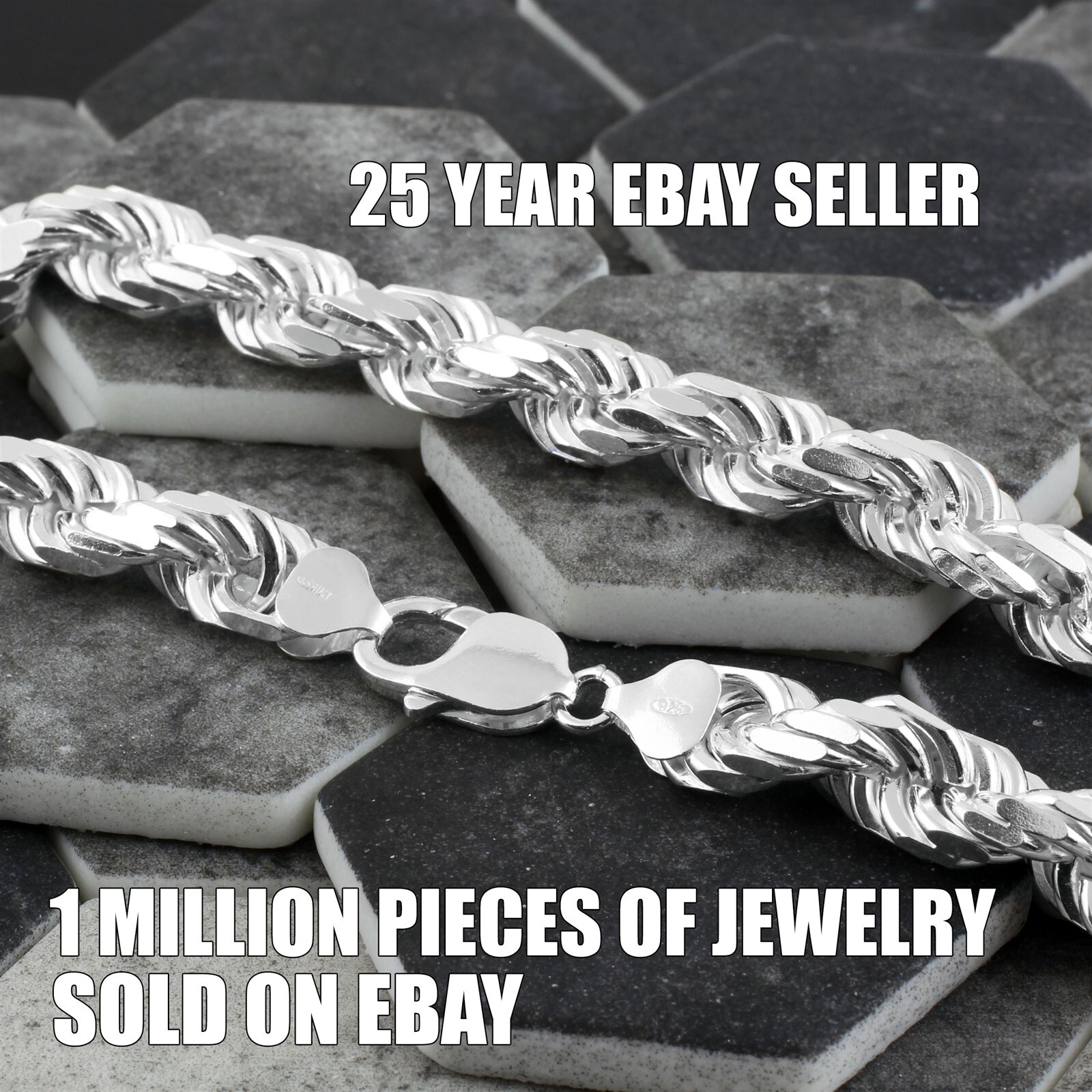 Guaranteed 925 Sterling Silver Thick Heavy & Solid Rope Chain Necklace