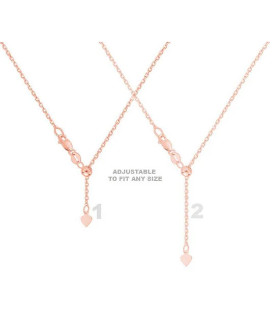 14K Solid Rose Gold Chain Necklace Box Cable Wheat Franco Adjustable 0.7mm-1.7mm