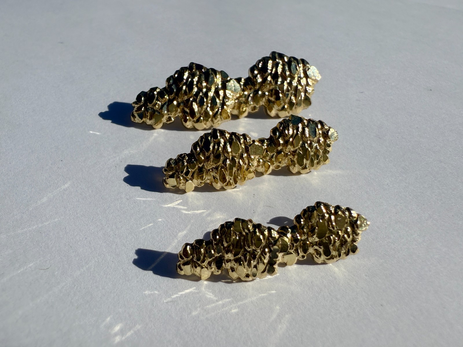 Authentic 10k Solid Yellow Gold Dome Nugget Stud Earrings Men Women Unisex