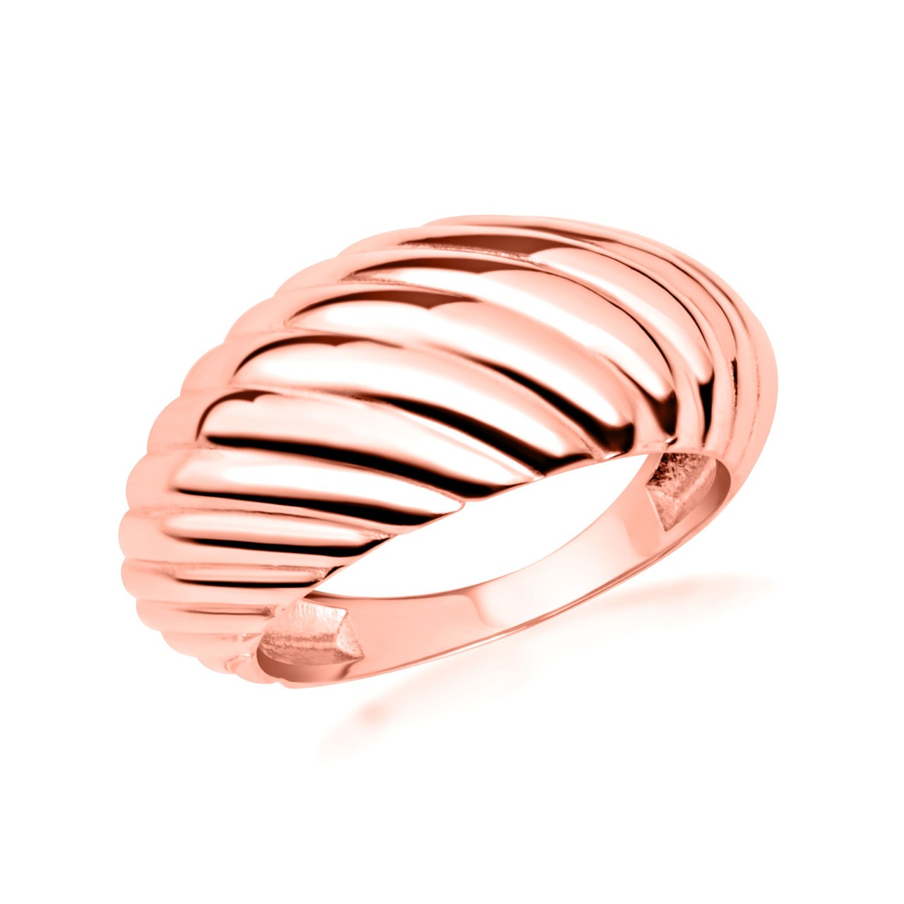 Gold Ribbed Dome Ring (Available in Yellow/Rose/White Gold)