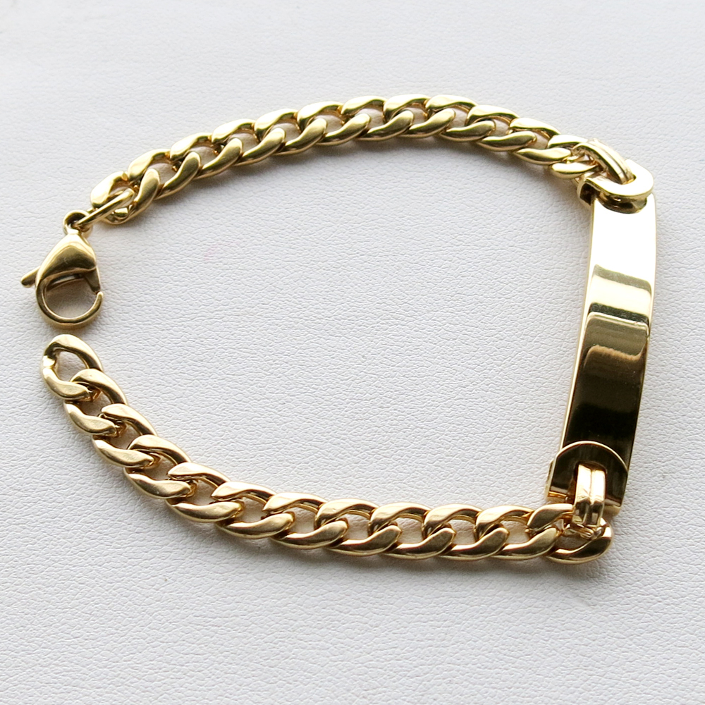 Personalized Custom Stainless Steel Cuban Curb Chain ID Bracelet Free Engraving