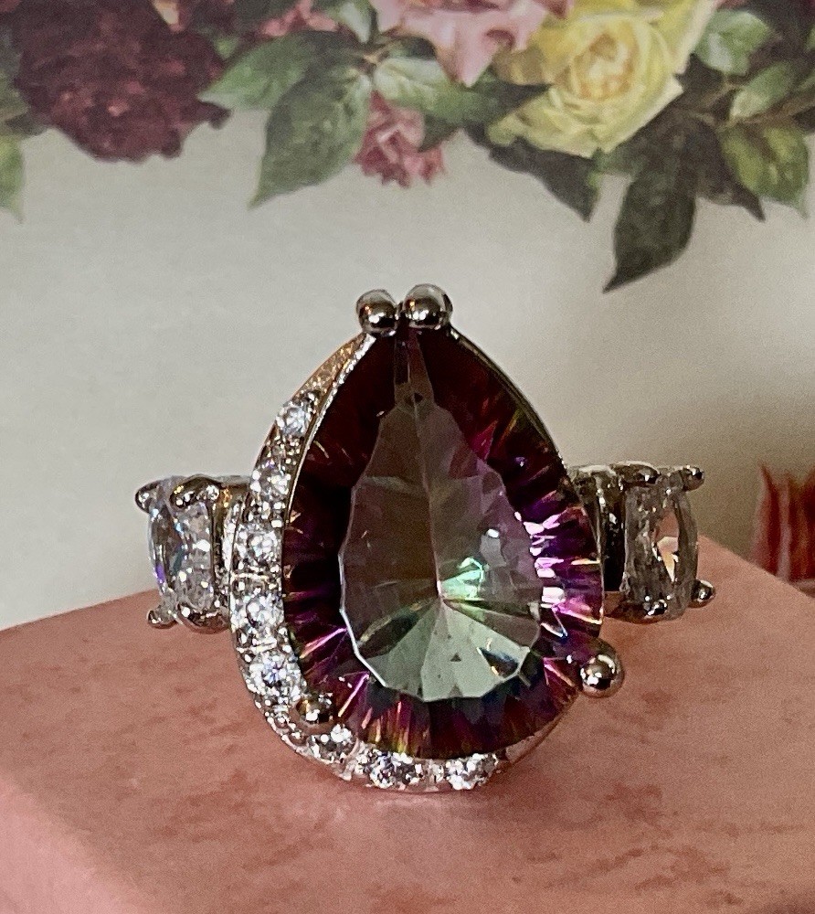 MYSTIC TOPAZ RING – 18X13mm Or 12.0ctw – .925 Sterling Silver!!!
