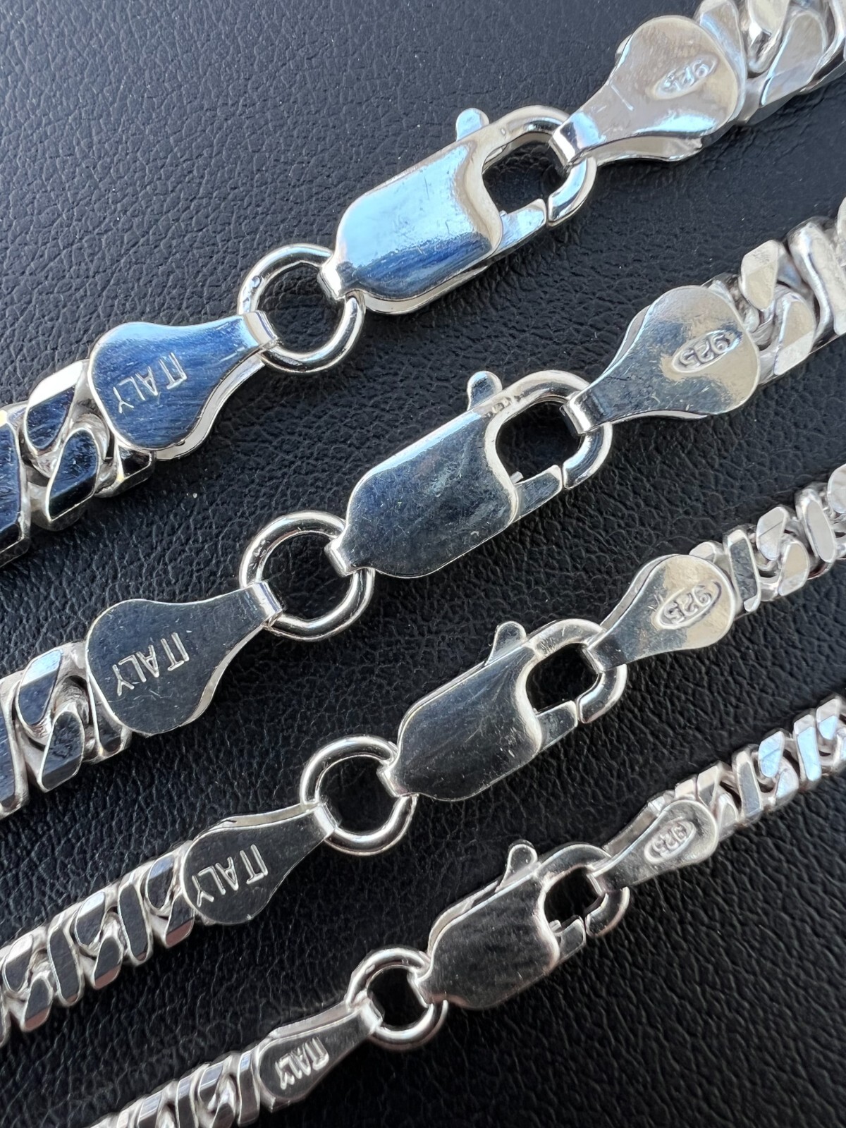 Real Dollar Cuban Link Chain Or Bracelet Solid 925 Sterling Silver ITALY 2.5-6mm