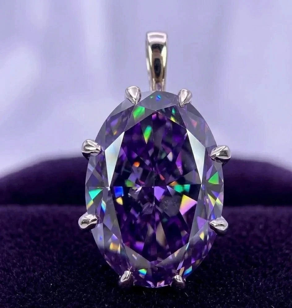 RARE 16.05 Ct Certified Purple Diamond Pendant, in 925 Silver Tariffs FREE