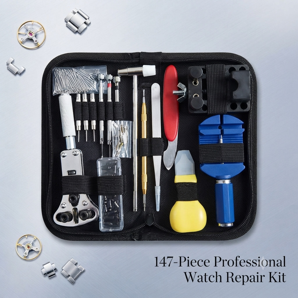 147-Piece Watch Repair Tool Kit – Professional Watchmaker & Maintenance Set