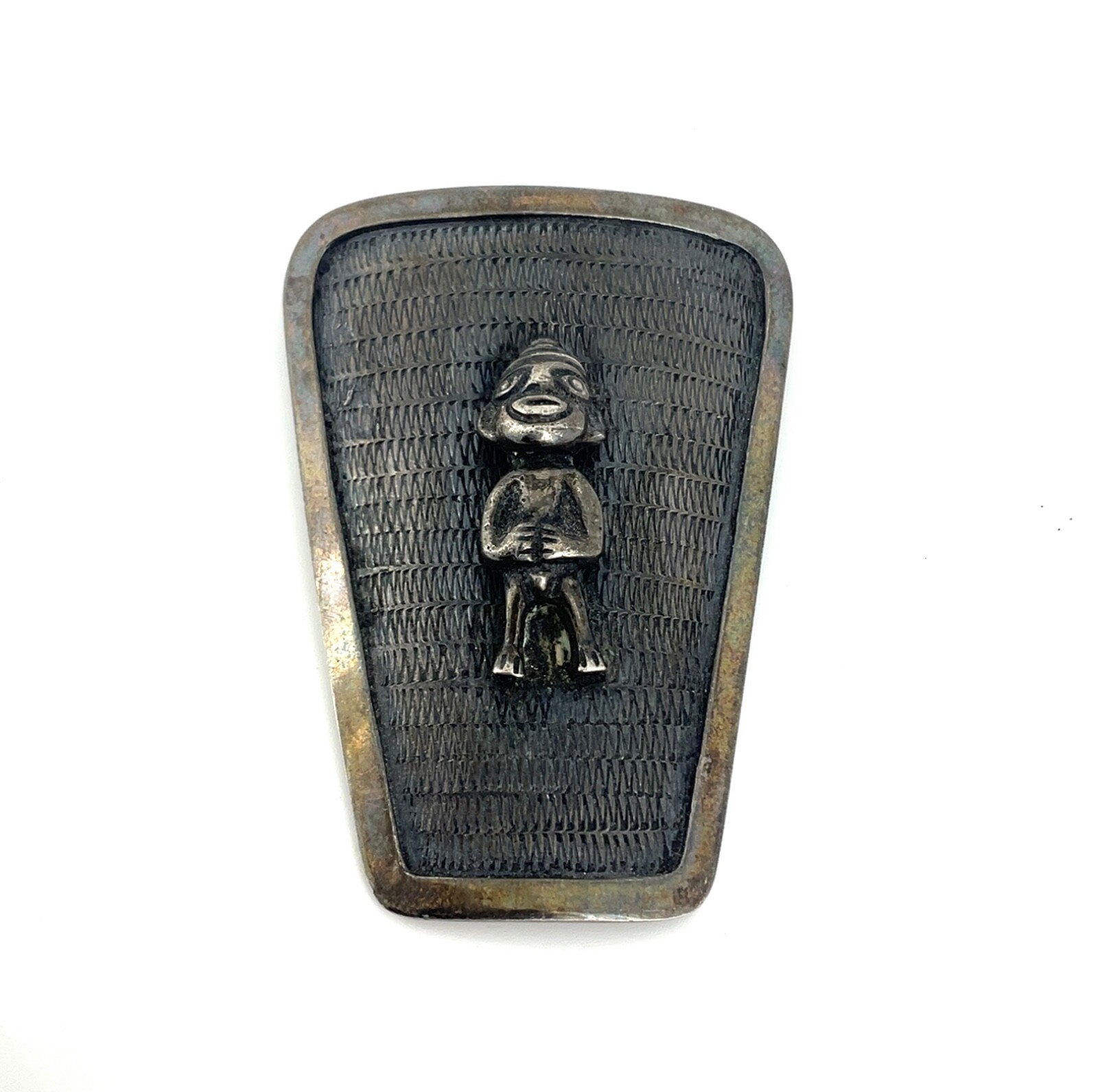 Vintage Peru MML Signed Sterling Silver Indigenous Man Pendant / Brooch Pin 2.4”