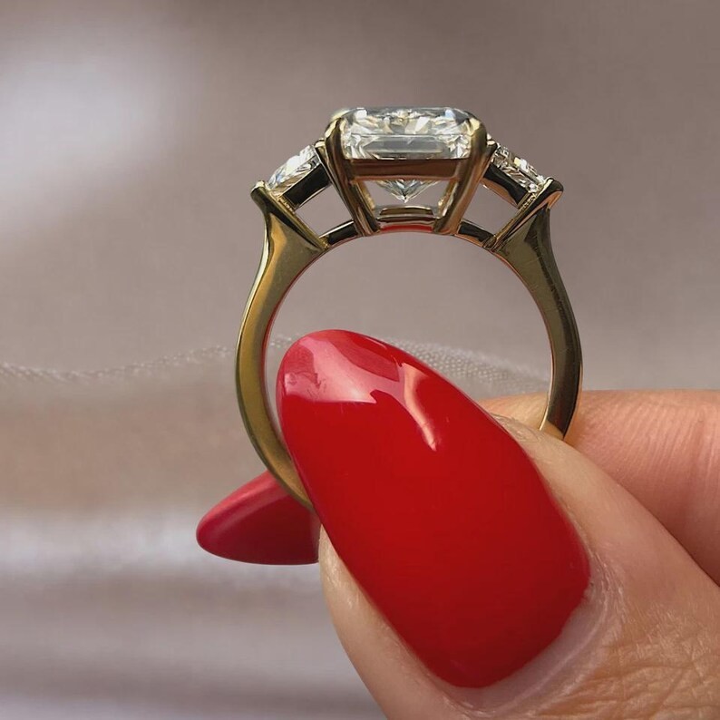 IGI 4 Ct Radiant F-VS1 Lab Grown Diamond Engagement Gift Ring 14K Yellow Gold