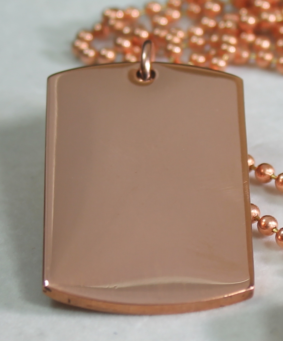 SOLID PURE COPPER HEAVY DUTY POLISHED DOG TAG NECKLACE PENDANT FREE ENGRAVE
