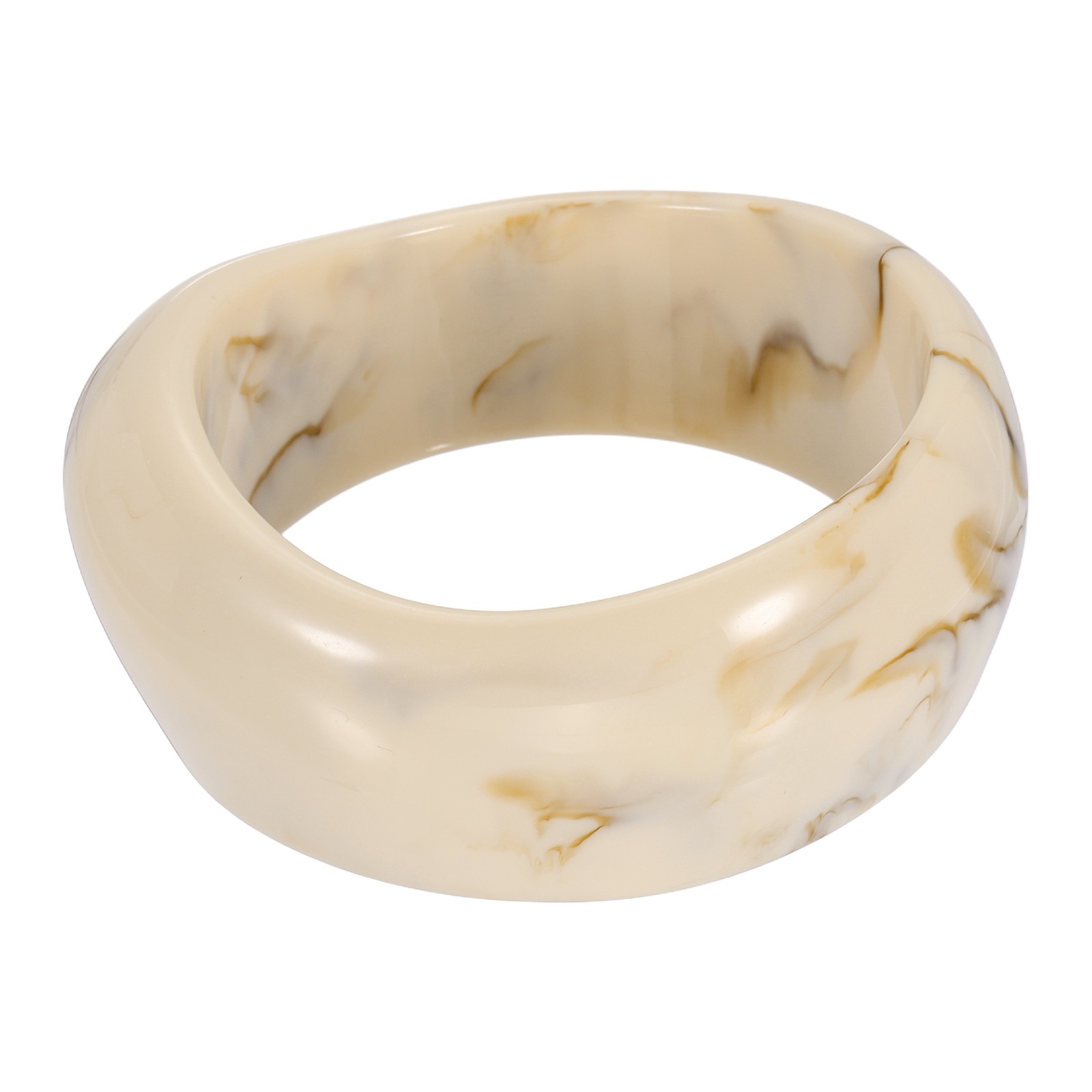 Acrylic Resin Bracelet Chunky Vintage Cuff Wide Geometric Bangles, Beige