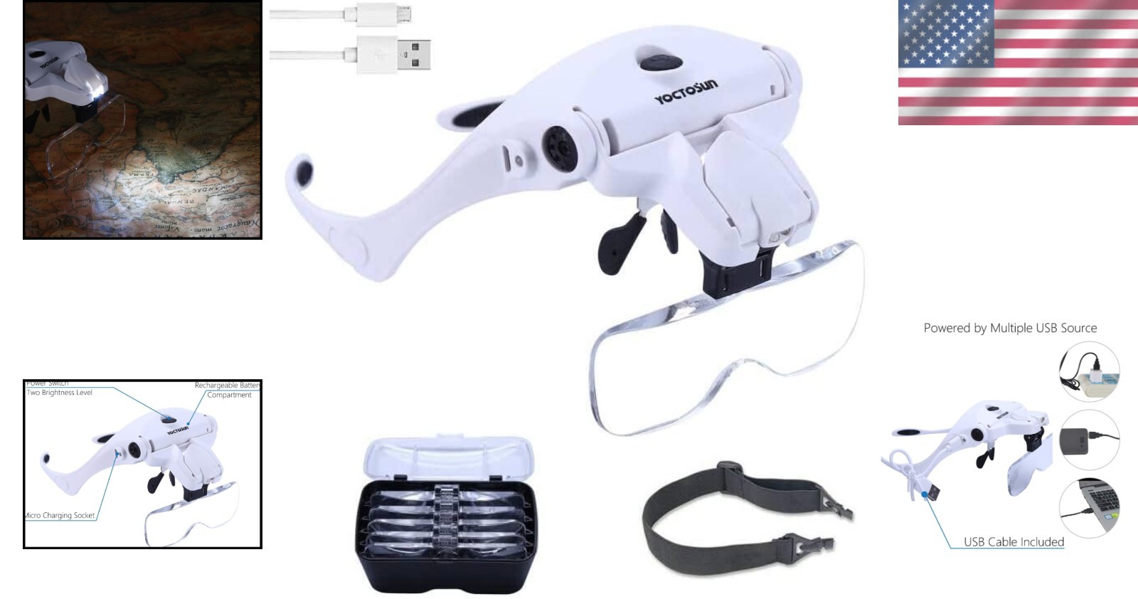 Versatile LED Head Magnifier with 2 Adjustable Leds & Ergonomic Headband Design
