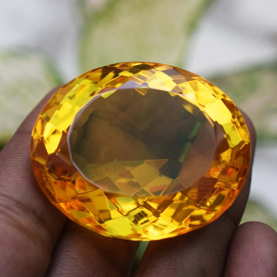 Huge 200 Ct Flawless Yellow Orange Topaz Oval Cut Certified Loose Gemstone
