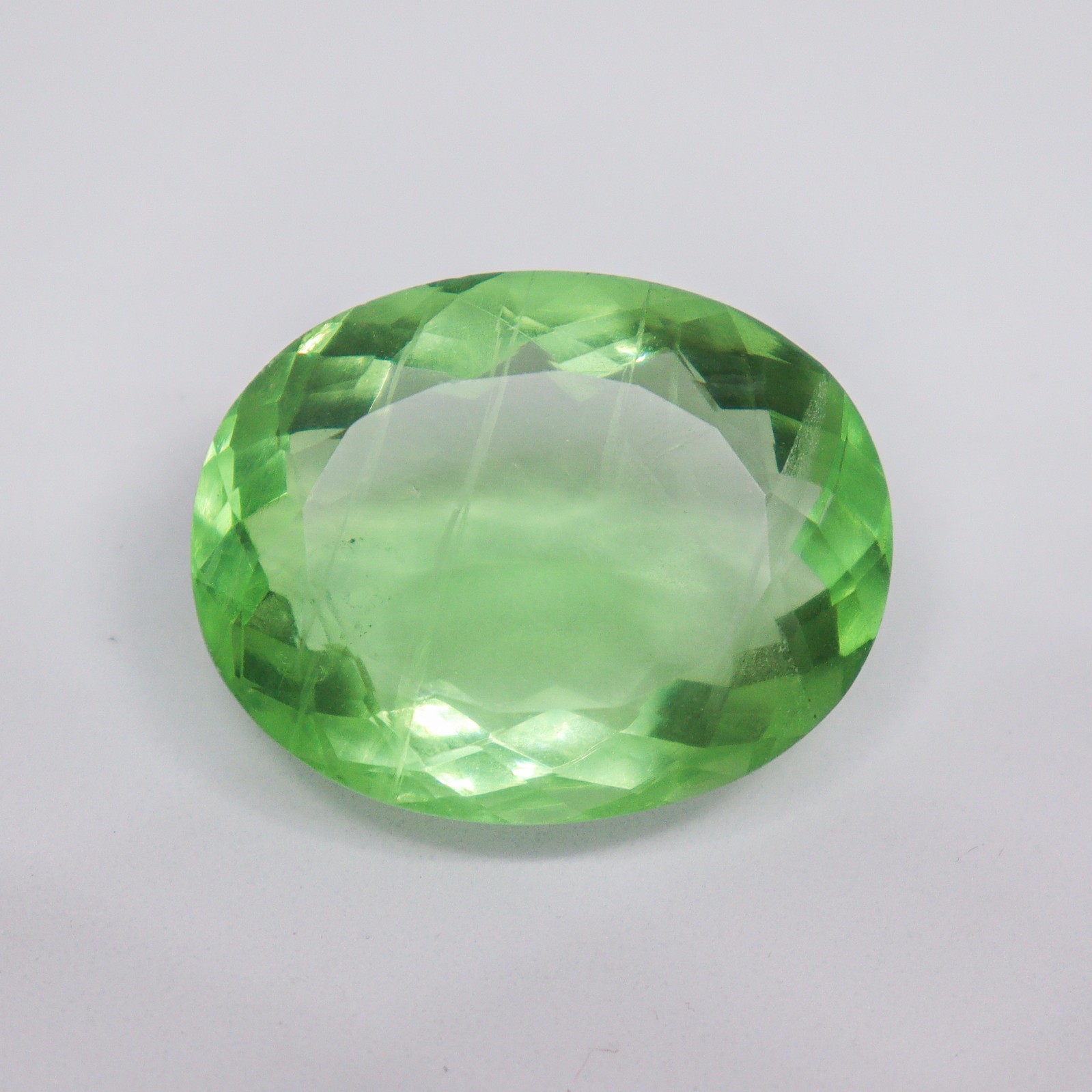 Natural Green Fluorite Faceted Oval 30x24mm 72.00 Ct Loose Gemstone