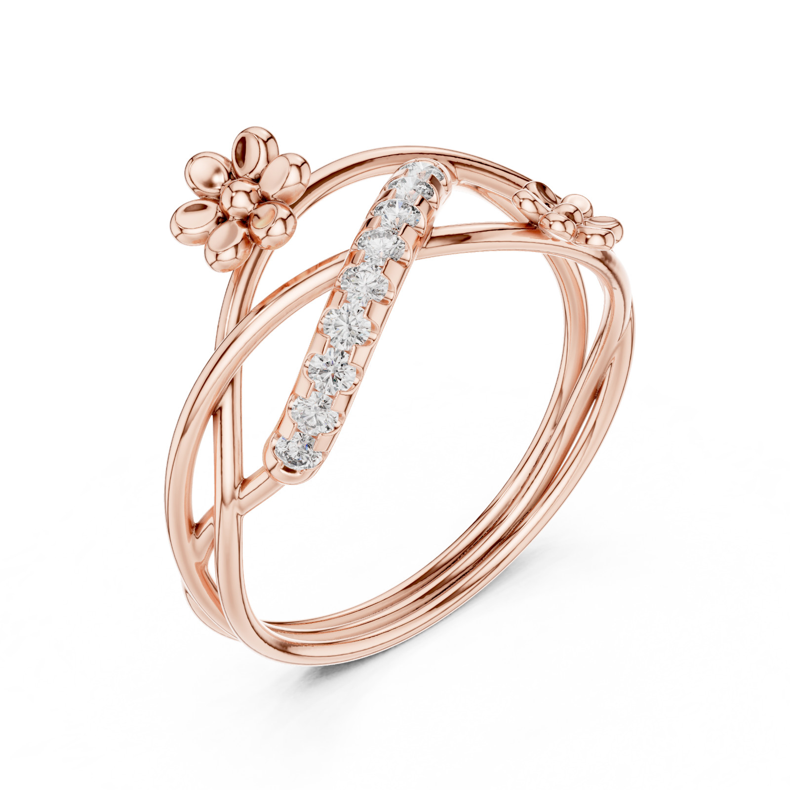 Certified VVS1 D Natural Diamond Ring Promise Wedding For Women 14K Gold Over