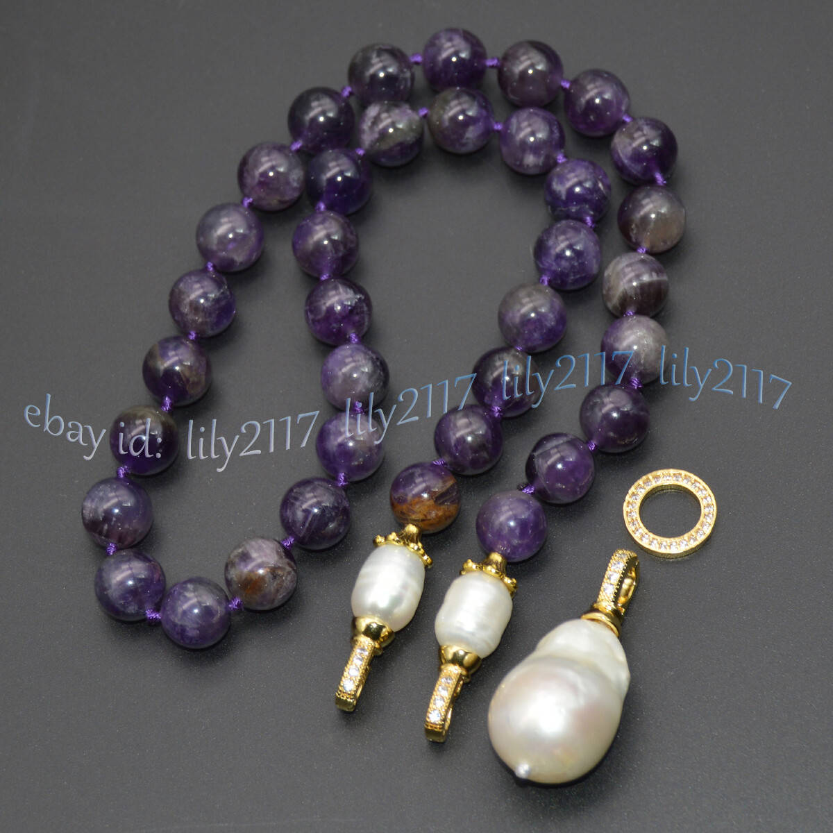 Natural Purple Amethyst Beads White Keshi Baroque Pearl Pendant Necklace 14-32”
