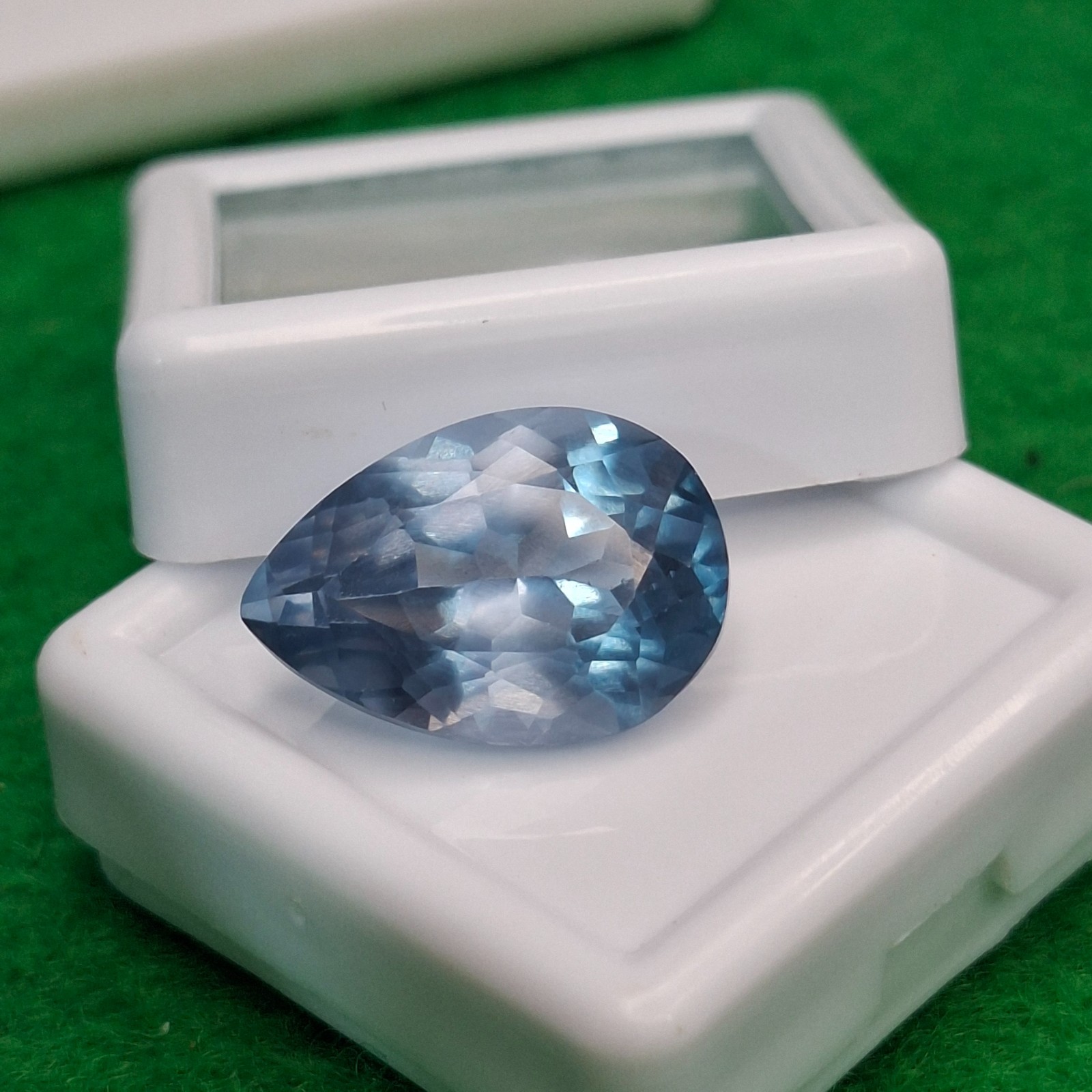 Aquamarine 10-12 Ct Certified Pear Shape Real Natural Blue Loose Gemstone GB086