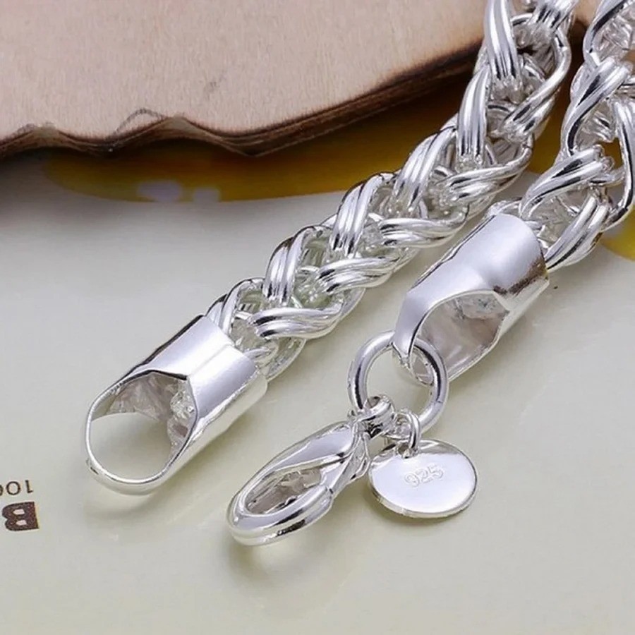 925 Sterling Silver Bracelet Chain 4mm 6mm Unisex Jewelry Gift